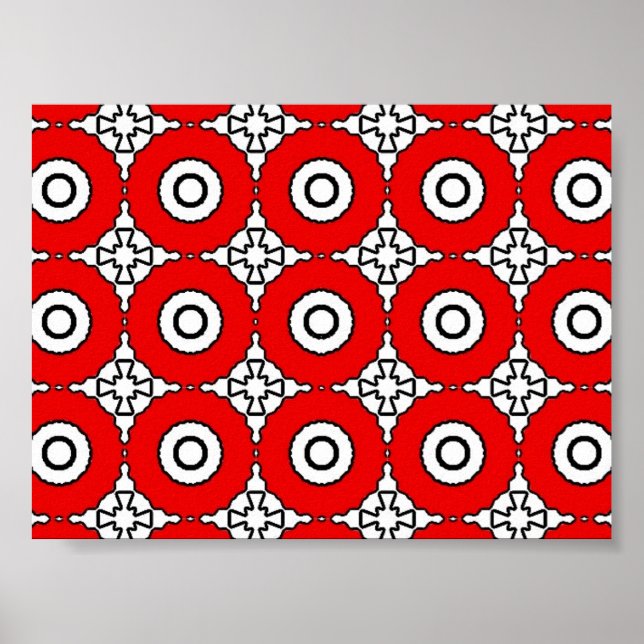 Póster Rojo y blanco negro Imprimir (Frente)