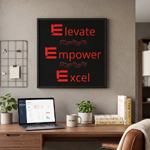 Póster Rojo y Negro Elevar Empoderar Excel Motivación