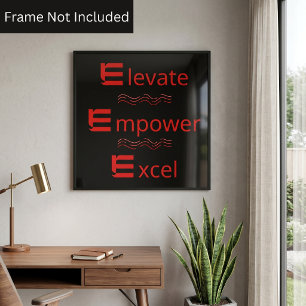 Póster Rojo y Negro Elevar Empoderar Excel Motivación