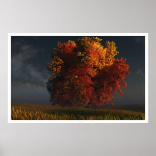 Póster Rojo y oro