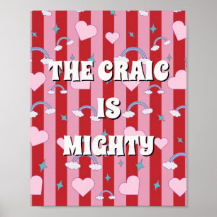 Póster Rojo y rosa irlandés The craic is mighty