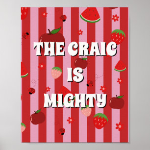 Póster Rojo y rosa irlandés The craic is mighty