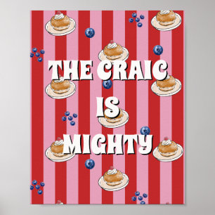 Póster Rojo y rosa irlandés The craic is mighty