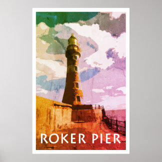 Póster ROKER PIER, SUNDERLAND Vintage Style Poster