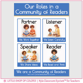 Póster Roles de lectura en jardín de infancia Gráfico de