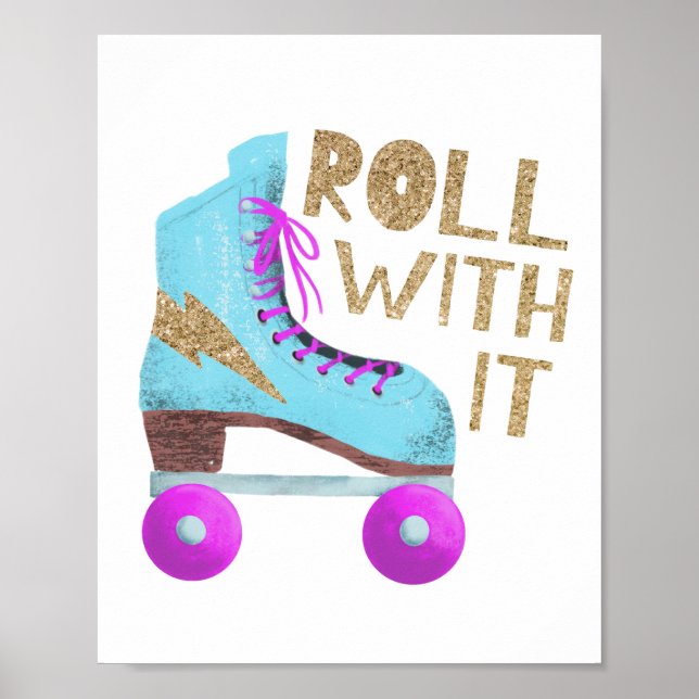 Póster ROLL | Cita sobre tipografía de patinaje sobre rue (Frente)