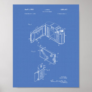 Póster Roll Film Camera 1952 Patent Art - Blueprint