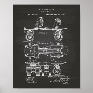 Póster Roller Skate 1879 Patent Art Chalkboard