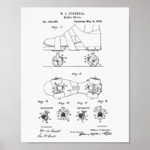 Póster Roller Skate 1879 Patent Art White Paper