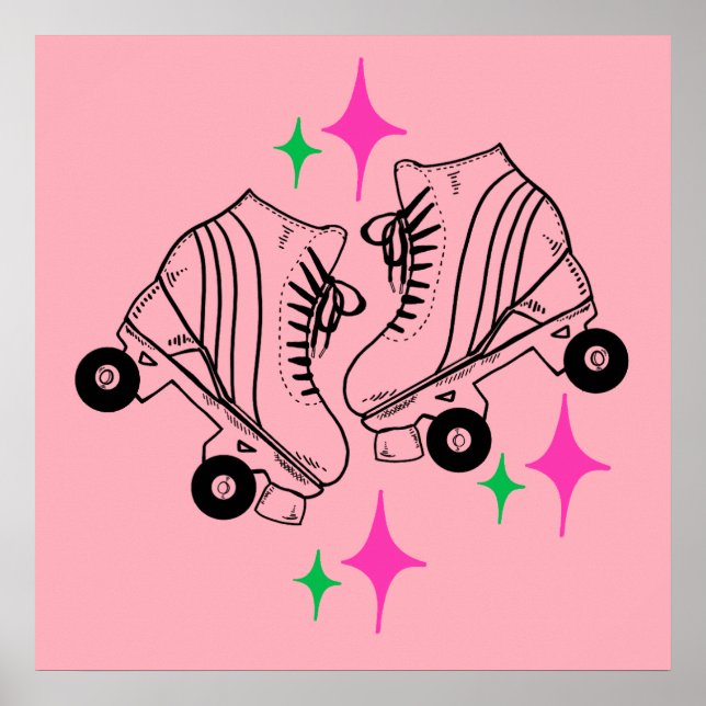 Póster Roller Skates Derby Skating Pink (Frente)