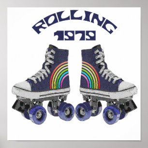 Póster Roller Skates Retro Vintage