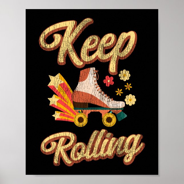 Póster Roller Skating Keep Rolling 1970 Retro Vintage (Frente)