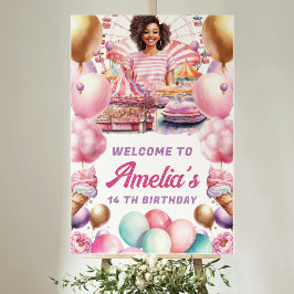Póster Rollercoaster Fiesta African American Welcome Sign