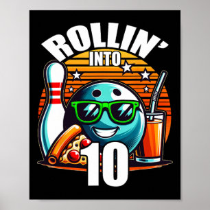 Póster Rollin en 10 Bowling Birthday Party 10th Birthda