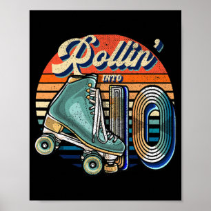 Póster Rollin' en 10 Roller Skating Rink 10 cumpleaños
