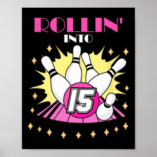 Póster Rollin en 15 Bowling Birthday Party 15. Boys Gir