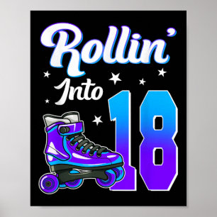 Póster Rollin en 18 Roller Skating Theme Cumpleaños 18