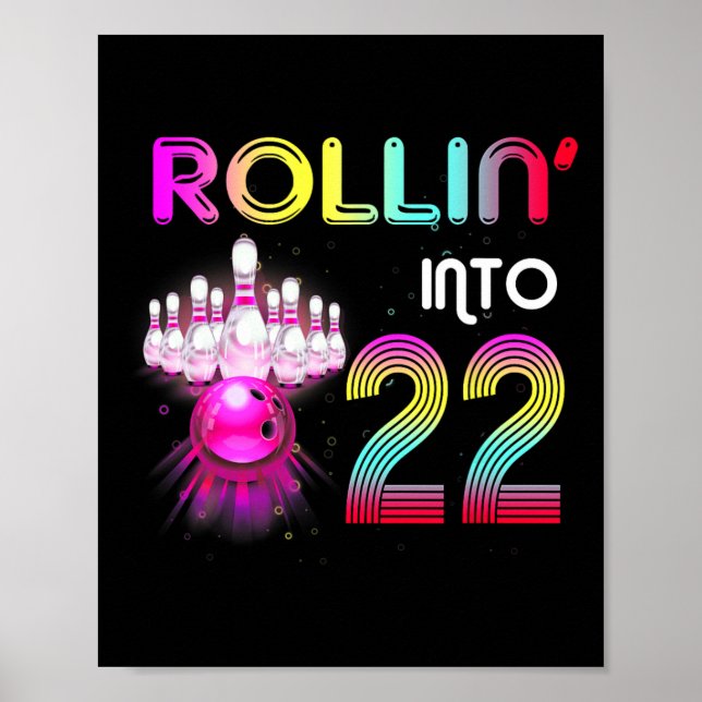 Póster Rollin en 22 Bowling Birthday Party (Frente)
