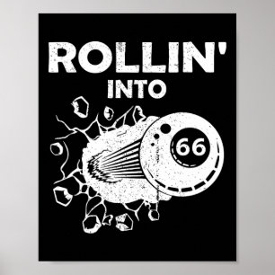 Póster Rollin en 66 Billetes 66 Bil Flaming de cumpleaños