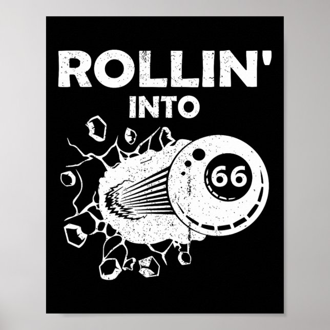 Póster Rollin en 66 Billetes 66 Bil Flaming de cumpleaños (Frente)