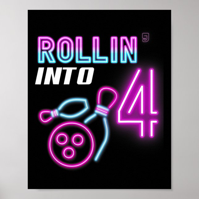 Póster Rollin' en el Fiesta de cumpleaños de boliche de c (Frente)