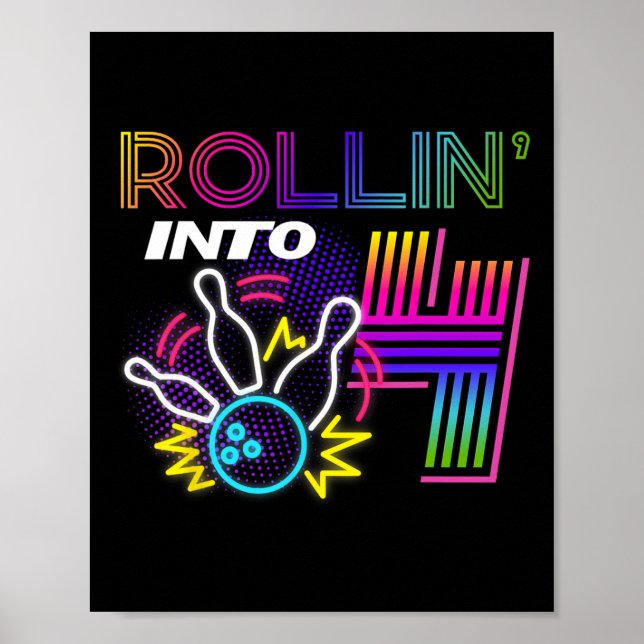 Póster Rollin en Fiesta de bolos de Cumpleaños de 4 años (Frente)