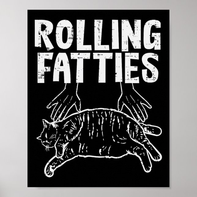 Póster Rolling Fatties Cat Funny Gratius Kitten Hombres M (Frente)
