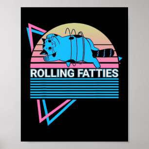 Póster Rolling Fatties Funny Cat Retro