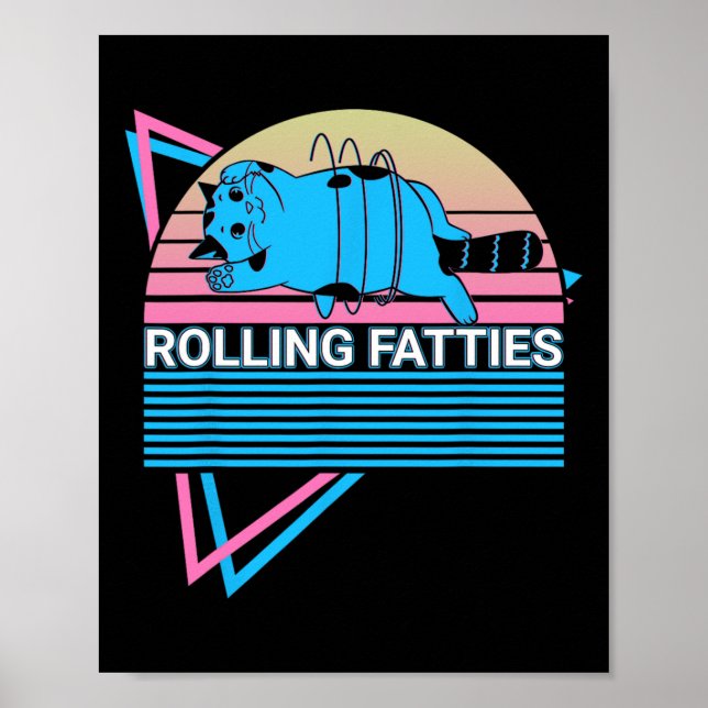 Póster Rolling Fatties Funny Cat Retro (Frente)
