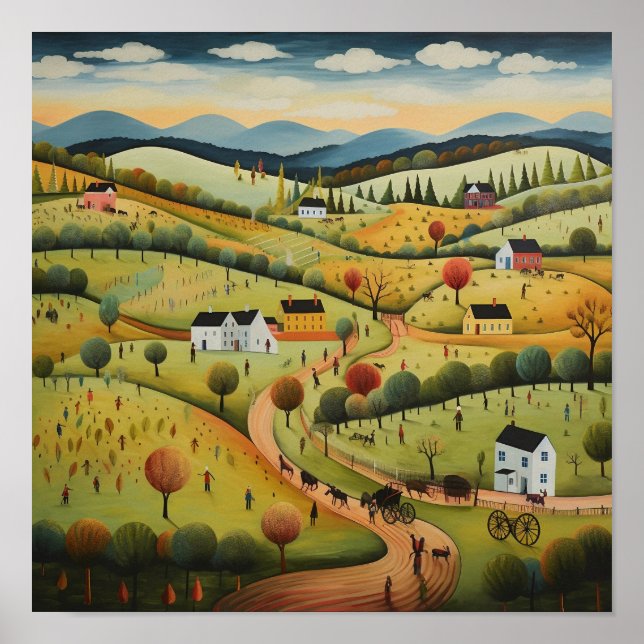 Póster Rolling Hills American Folk Art (Frente)