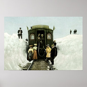 Póster Rollins Pass, tren de Colorado en la nieve profund