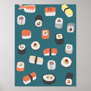 Póster Rollo de Maki Nigiri de Sushi Japonés