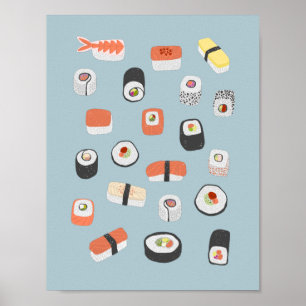 Póster Rollo de Maki Nigiri de Sushi Japonés
