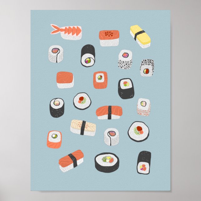 Póster Rollo de Maki Nigiri de Sushi Japonés (Frente)