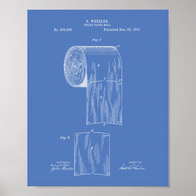 Póster Rollo de papel higiénico 1891 Patent Art - Bluepri (Frente)