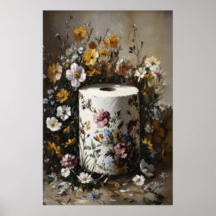 Póster Rollo de papel higiénico floral, Dark Academia
