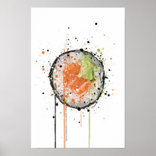 Póster Rollo de Sushi de Salmón Tekkamaki