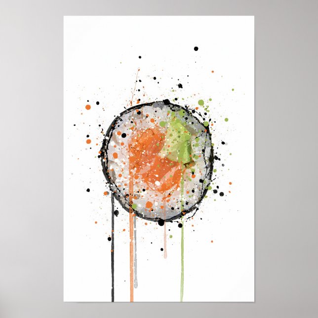 Póster Rollo de Sushi de Salmón Tekkamaki (Frente)