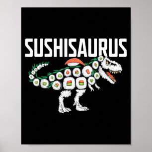 Póster Rollo de Sushi Dinosaurio T-rex Comida Japonesa Di