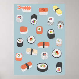 Póster Rollo de sushi nigiri Maki japonés