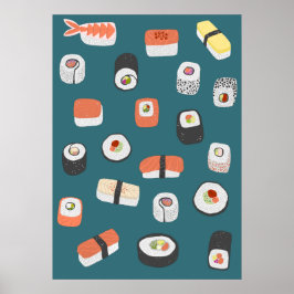 Póster Rollo de sushi nigiri Maki japonés