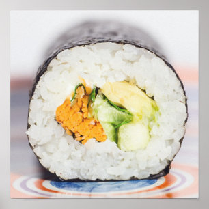 Póster Rollo de sushi Pescado y arroz