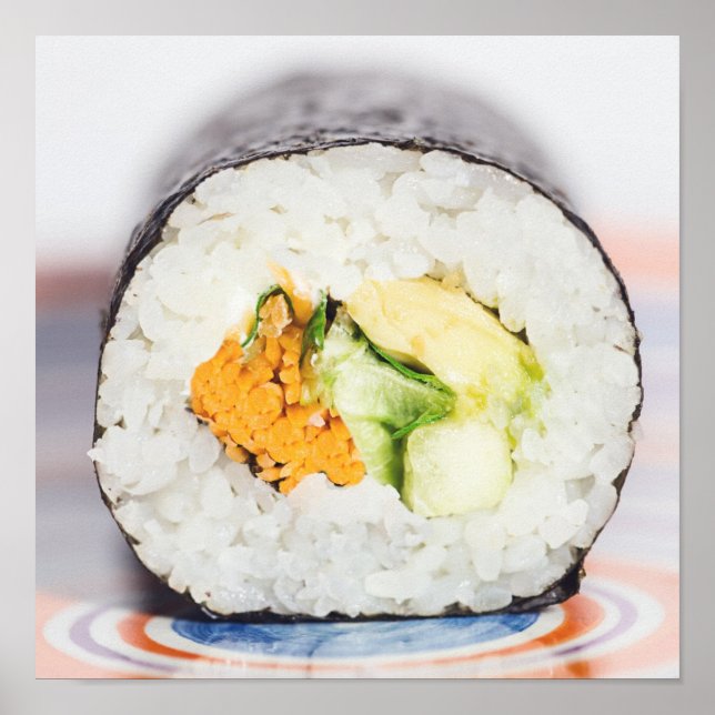 Póster Rollo de sushi Pescado y arroz (Frente)
