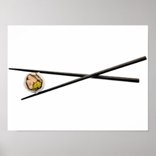 Póster Rollo de sushi y palillos - Plantilla personalizad