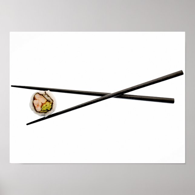 Póster Rollo de sushi y palillos - Plantilla personalizad (Frente)