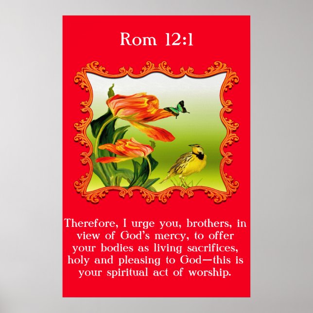 Póster Rom 12:1 Yellow and black canary mockingbird (Frente)