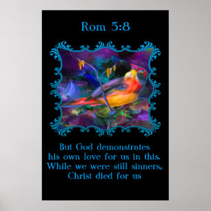 Póster Rom 5:8 Beautiful rainbow colorful sparrow