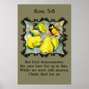 Póster Rom 5:8 Pájaro negro y amarillo canalla