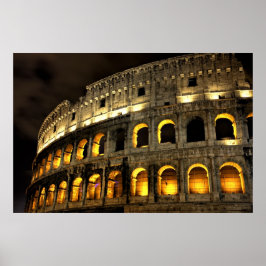 Póster Roma - Coliseo iluminado por la noche