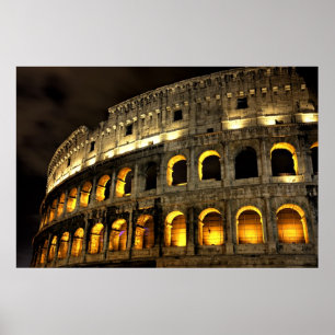 Póster Roma - Coliseo iluminado por la noche